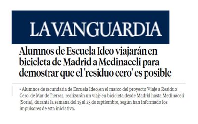 La Vanguardia – Alumnos de Escuela Ideo viajarán en bicicleta de Madrid a Medinaceli para demostrar que el ‘residuo cero’ es posible